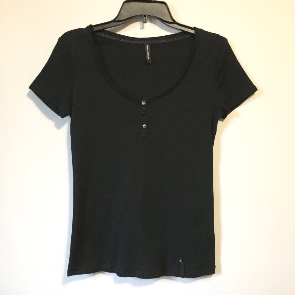 Whimsigoth Dollette 100% Cotton Blac Baby Tee Novelty Button Marks & Spencer